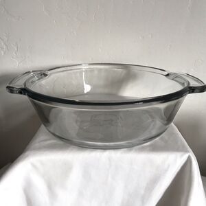 Anchor Hocking VTG 2 qt 2L 9" Casserole Clear Glass Baking Dish handles No Lid